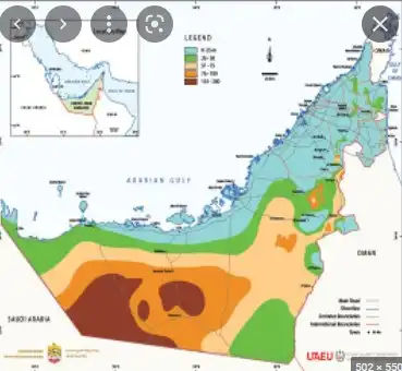 خريطة تضاريس دولة الامارات العربية المتحدة